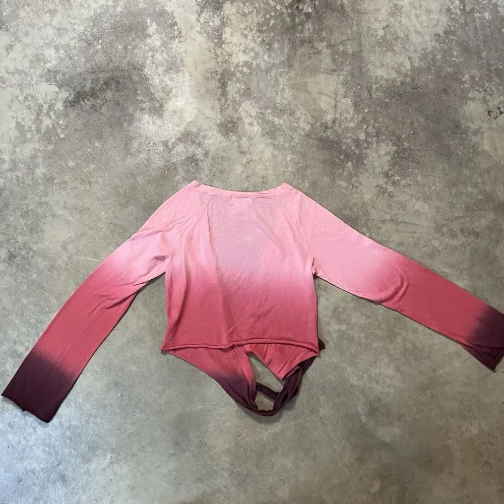 Rei Sweater Womens XS Pink Ombree Tie‎ Waist Long Sleeve Lightweight